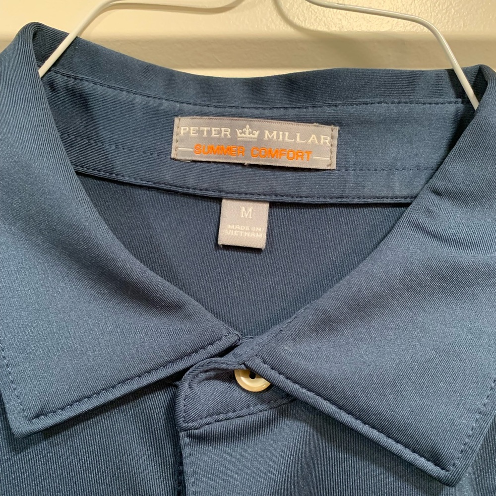Peter Millar polo. Size medium. Long sleeve shirt. Blackhawk.